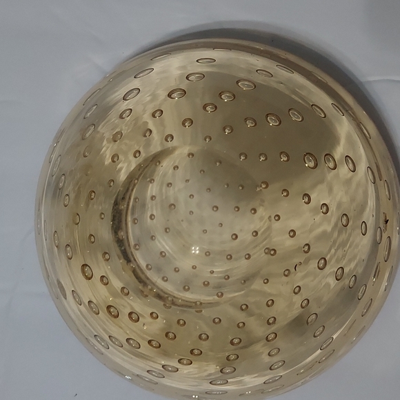 Handblown Art Glass Bowl Controlled Bubbles some surface scratches Yellow smooth - Picture 2 of 2